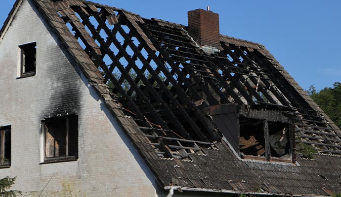 house fire burned roof fire damage restoration