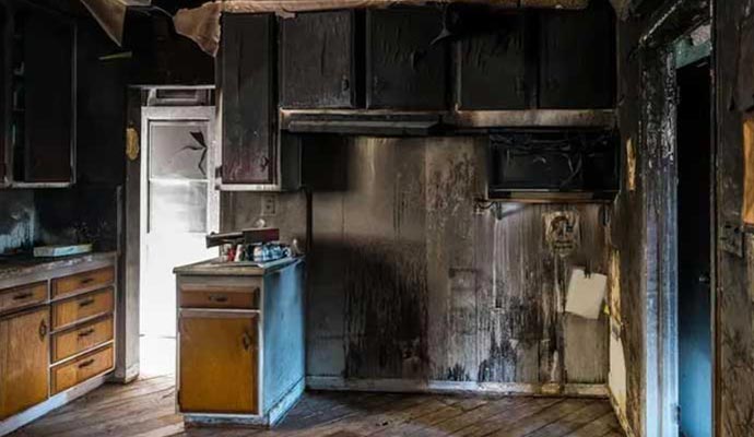 kitchen crockerise oven cabinet fire damage restoration